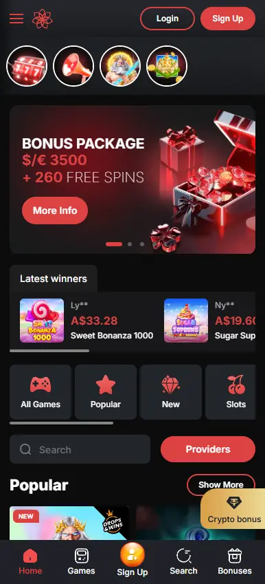 Casino Chan mobile homepage