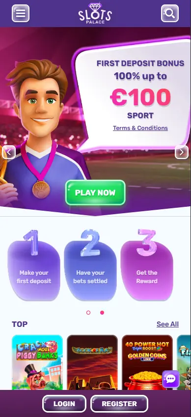 SlotsPalace Casino mobile homepage
